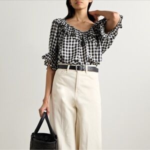 Doen Black and White Gingham Blouse